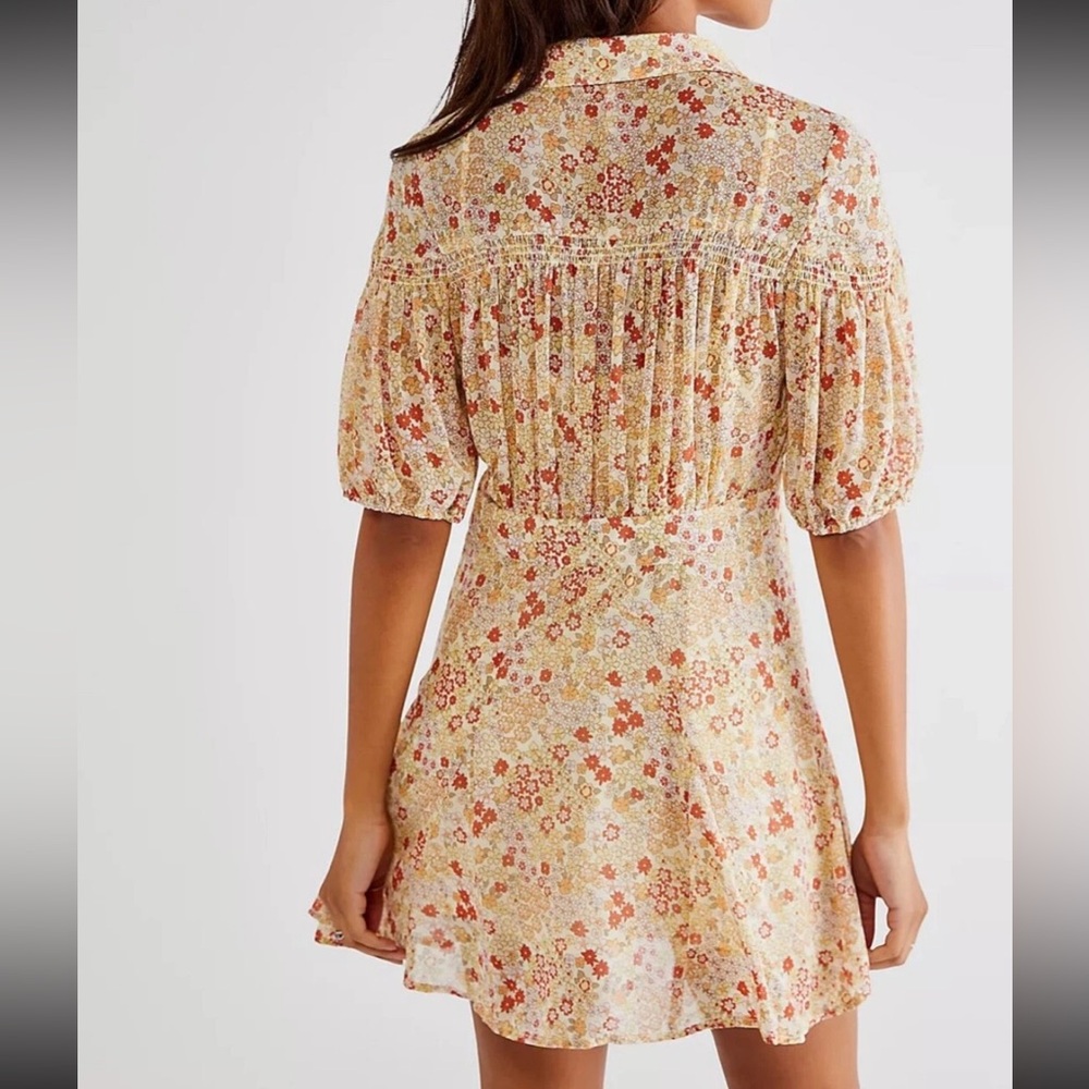 Free People Dress Womens XS Revolve Bonnie Floral Button Retro Sheer Tea Combo - Picture 4 of 11